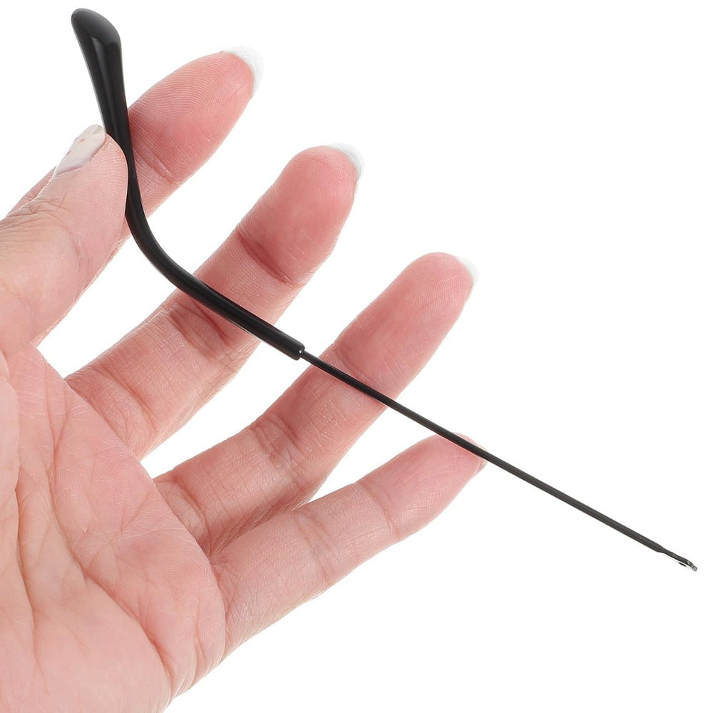 Pair of replacement temples installed on glasses