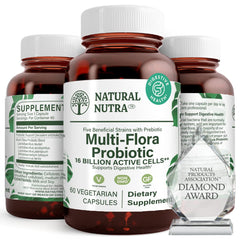 Natural Nutra Ultimate Flora probiotic bottle for women and men, 60 capsules