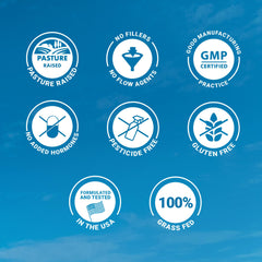 Product packaging beside serving scoop and capsules