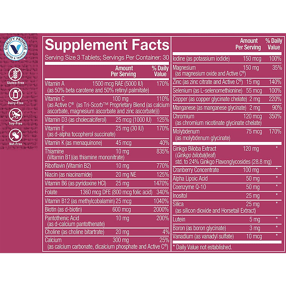 Ingredient highlights: B-Complex vitamins, vitamin D and calcium