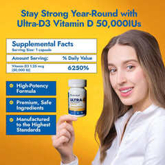 Vitamin D3 softgel capsule highlighting health benefits and potency