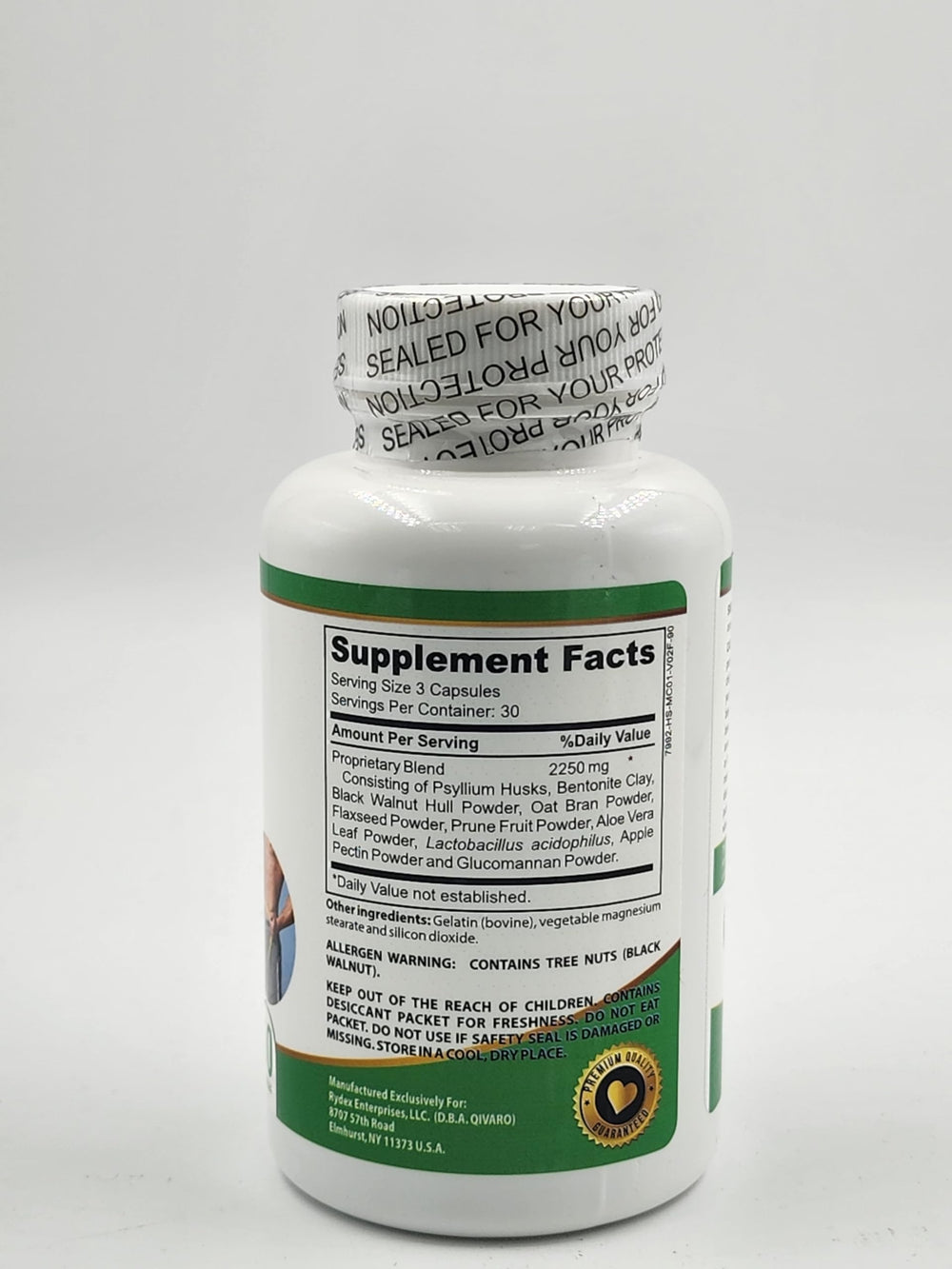 90 capsules bottle on light background