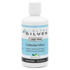 Side view of Ultra Silver Colloidal Silver 1,000 PPM 32 oz bottle
