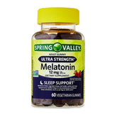 Front view of Ultra Strength Melatonin 12mg Strawberry Gummies bottle