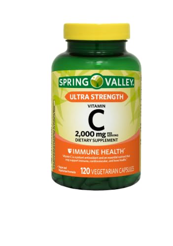 Ultra Strength Vitamin C capsules, 2000 mg per serving, 120-count bottle