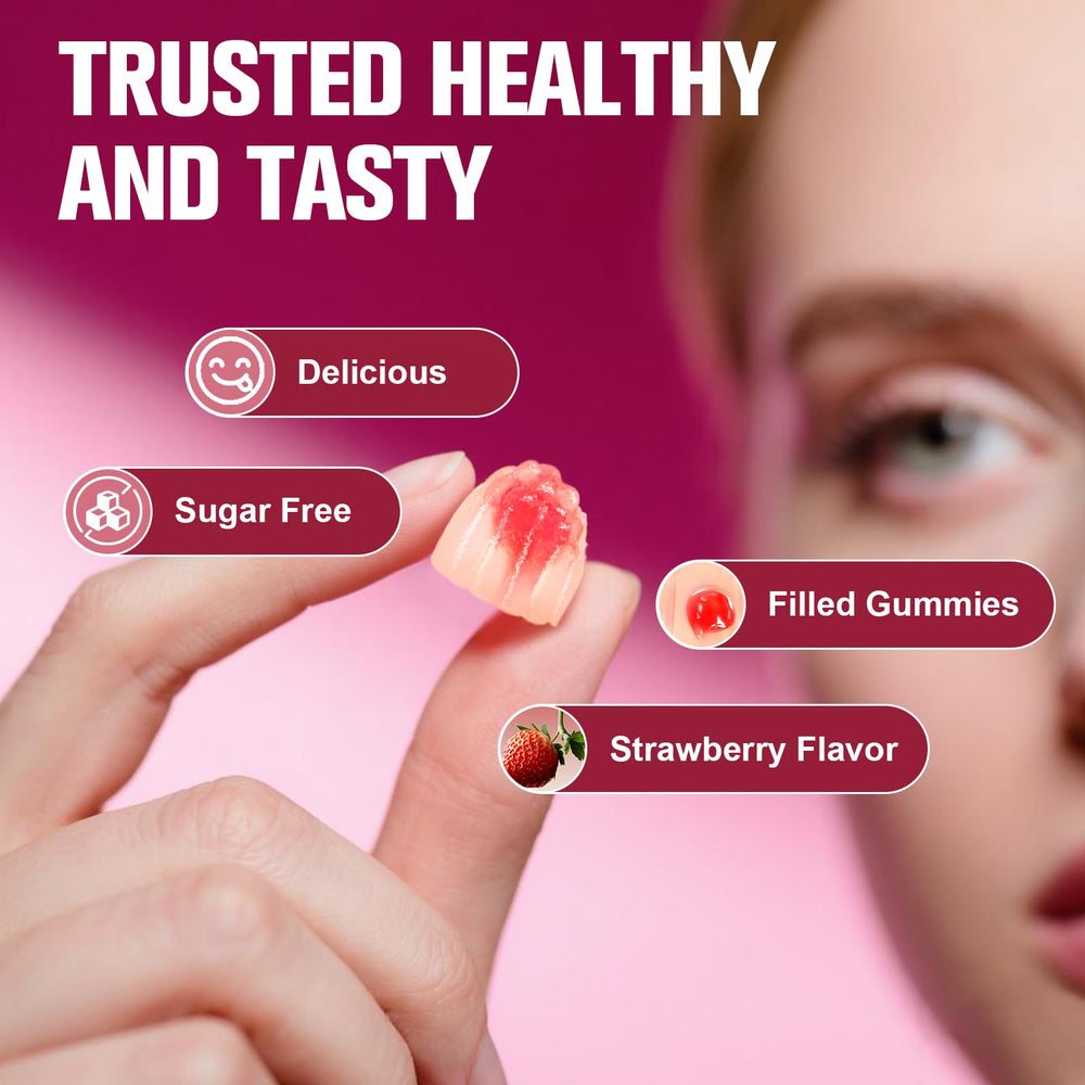 Ingredient icons for vitamins C, D3, K2 and B vitamins