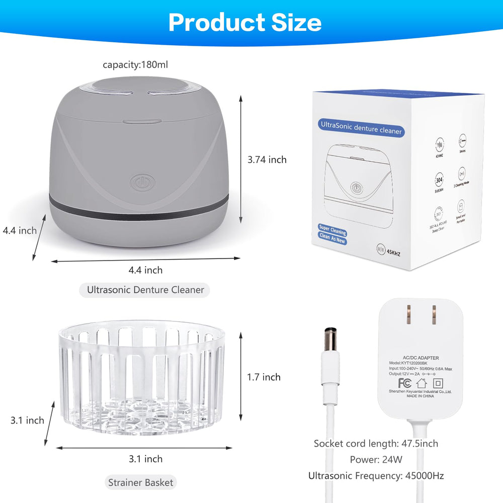 Denture items inside the ultrasonic cleaner