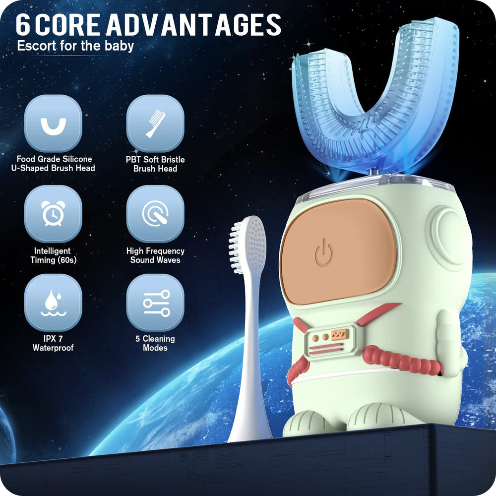 Two silicone U-shaped brush heads included