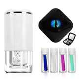 Ultrasonic contact lens cleaner bundle with suction stick and storage case