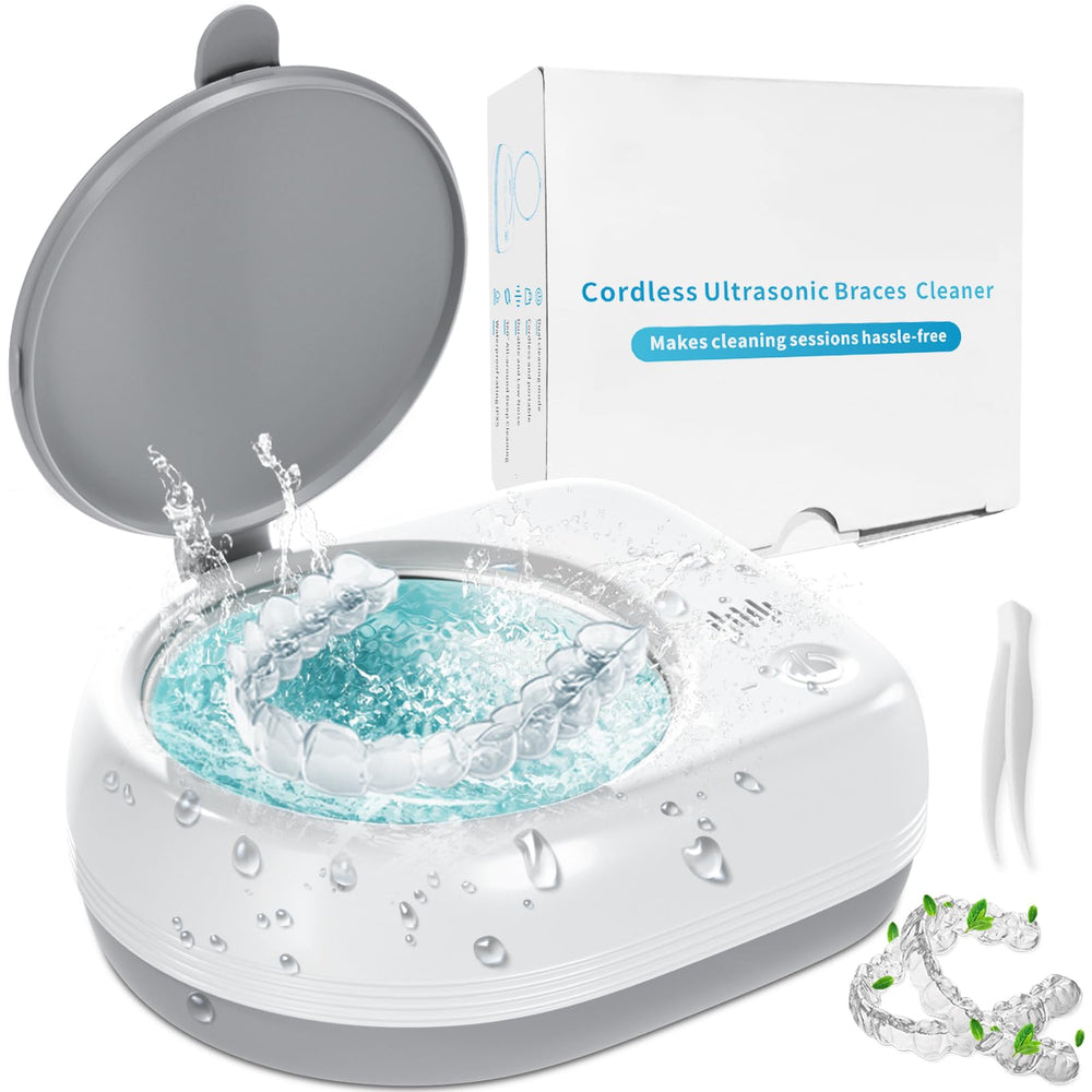 Ultrasonic retainer cleaner device with cordless design and charging indicator
