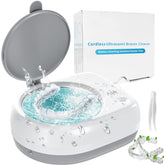 Ultrasonic retainer cleaner device with cordless design and charging indicator