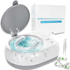Ultrasonic retainer cleaner device with cordless design and charging indicator
