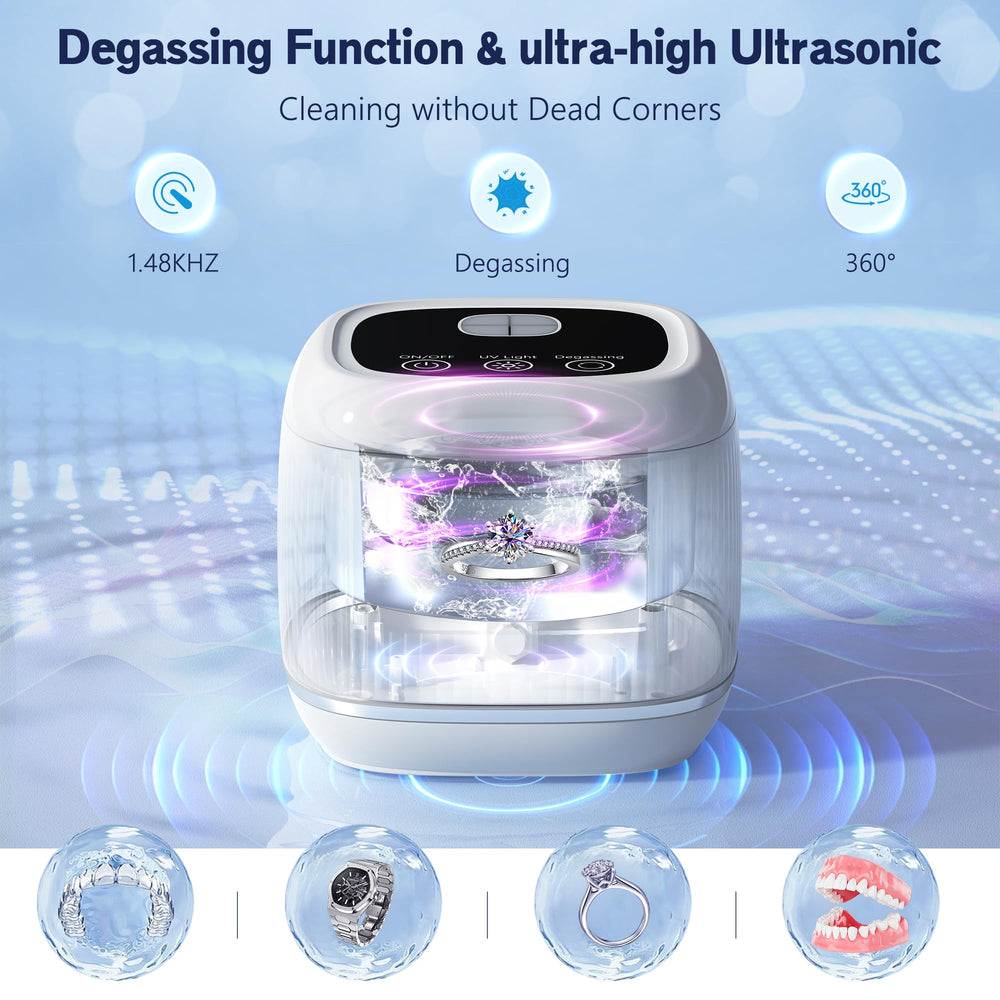 Core ultrasonic cleaning action at 48kHz frequency with UV support