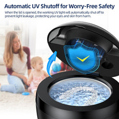 One-button control for cleaning dentures, braces, and tools
