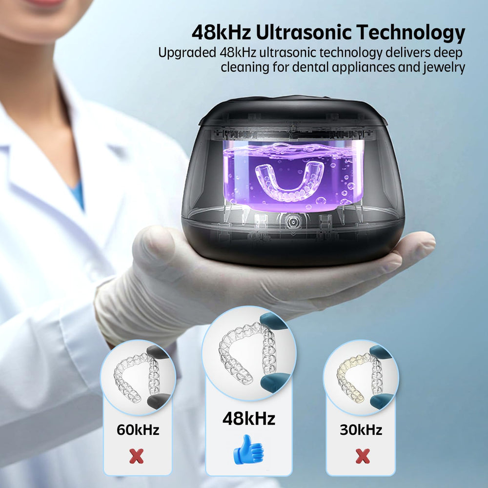 Lid opened to reveal UV-C lights for sanitizing