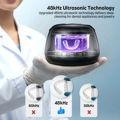 Lid opened to reveal UV-C lights for sanitizing
