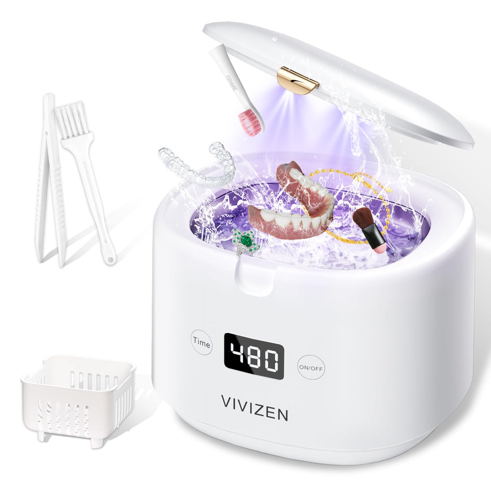 Ultrasonic Retainer Cleaner in white with 30W 45kHz