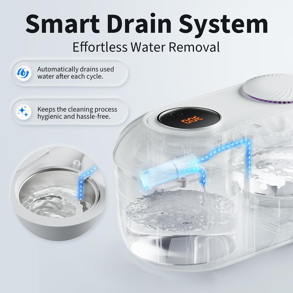Side view of compact retainer cleaner with 200ml capacity