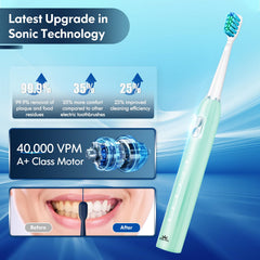 Nine brush heads included with the toothbrush