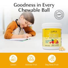 Lemon-flavored chewable vitamin C tablet