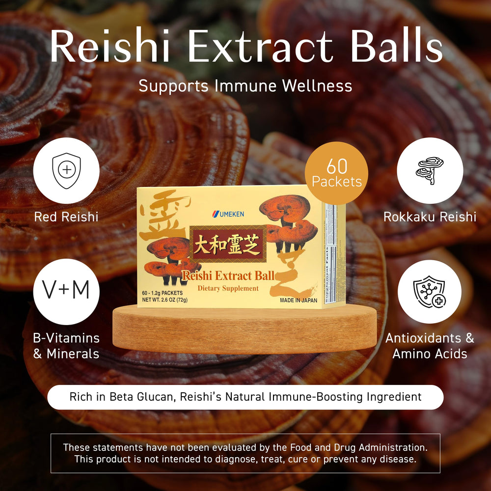 Close-up of Umeken Reishi extract ball texture