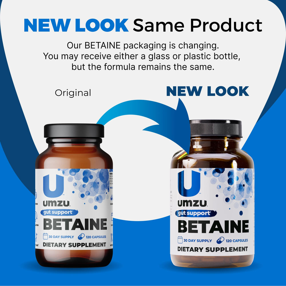 UMZU Betaine HCl bottle label close-up