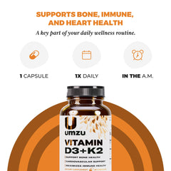Nutritional facts for UMZU Vitamin D3 + K2