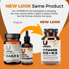 UMZU Vitamin D3 + K2 packaging on wooden background