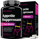 UNALTERED Appetite Suppressant for Women bottle demonstrates cravings control with easy-to-swallow capsules.
