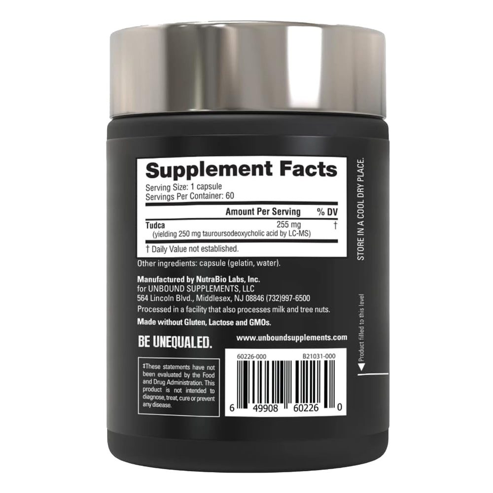 Certificate or badge indicating third-party testing for Unbound Tudca