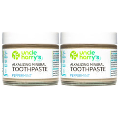 Uncle Harry's Peppermint remineralizing toothpaste in a glass jar
