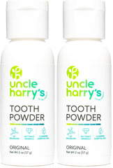 Uncle Harry's All Natural Tooth Powder bottle and packaging – 2 oz, pack of 2 (front view)