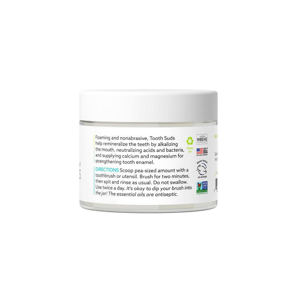 Glass jar packaging for Uncle Harry's Tooth Suds 2-pack, zero-waste