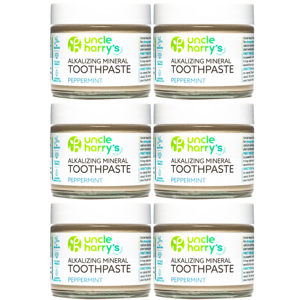 Uncle Harry's Fluoride-Free Remineralizing Toothpaste Peppermint in a 3 oz glass jar with label