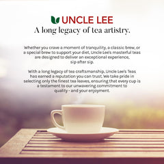Uncle Lee's Digestive ritual with caffeine-free herbal blend.