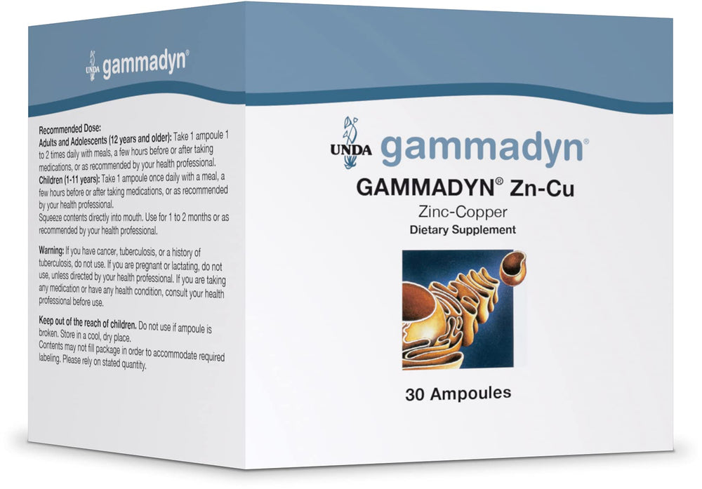 UNDA Gammadyn Zn-Cu Oligo-Element supplement bottle label