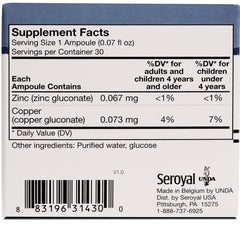 Box packaging for UNDA Gammadyn Zn-Cu Oligo-Elements 30 Ampoules