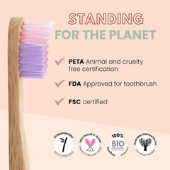 Unicorn bamboo toothbrush for kids - side view, 4-pack