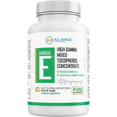 Front view of UNIQUE E A.C. Grace Mixed Tocopherols bottle with 120 soft gels