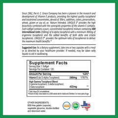 Nutrition facts panel of UNIQUE E bottle