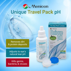 Travel-size Unique pH multipurpose solution for gas permeable lenses