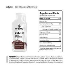 Unived Gel 100 Espresso Cappuccino ingredients and vegan formula