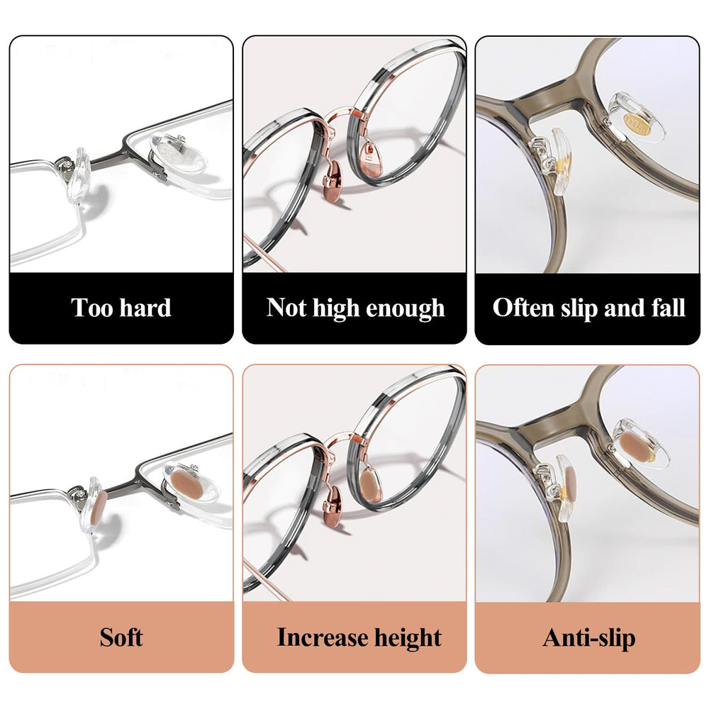 Nose pads compatible with metal, plastic, and acetate frames