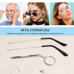 Packaging showing 1 x metal eyeglass replacement arm