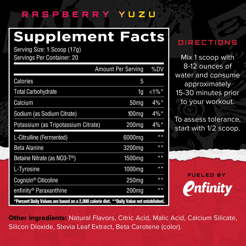 Unmatched Outlier Raspberry Yuzu powder scoop for quick pre-workout mix.