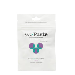 Front view of Unpaste Toothpaste Tablets packaging
