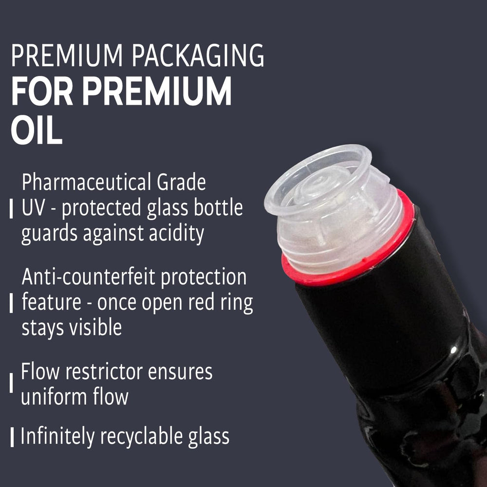 Unrefined black seed oil bottle, gluten-free