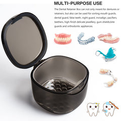 Close-up of the denture box lid and durable hinges