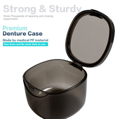European-inspired design denture box in transparent grey