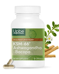 Upbe Ashwagandha KSM-66 Bacopa Milk Thistle 60 vegan capsules hero image
